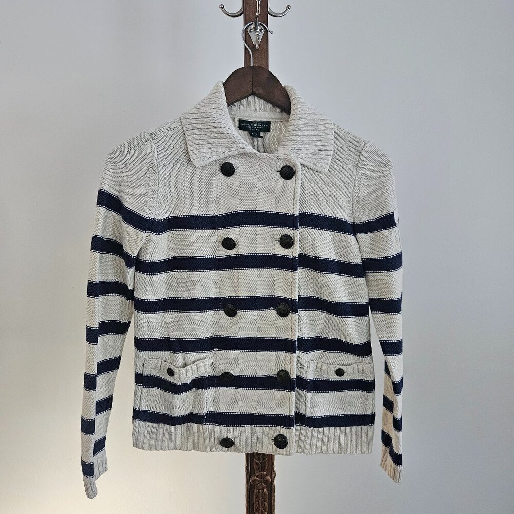 Ralph Lauren - Nautical Striped Cardigan – Anchor Buttons – Petite Small